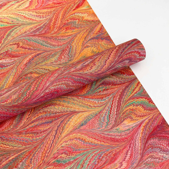 Hand Marbled Paper Butterfly Pattern in Red Multi ~ Berretti Marbled Arts